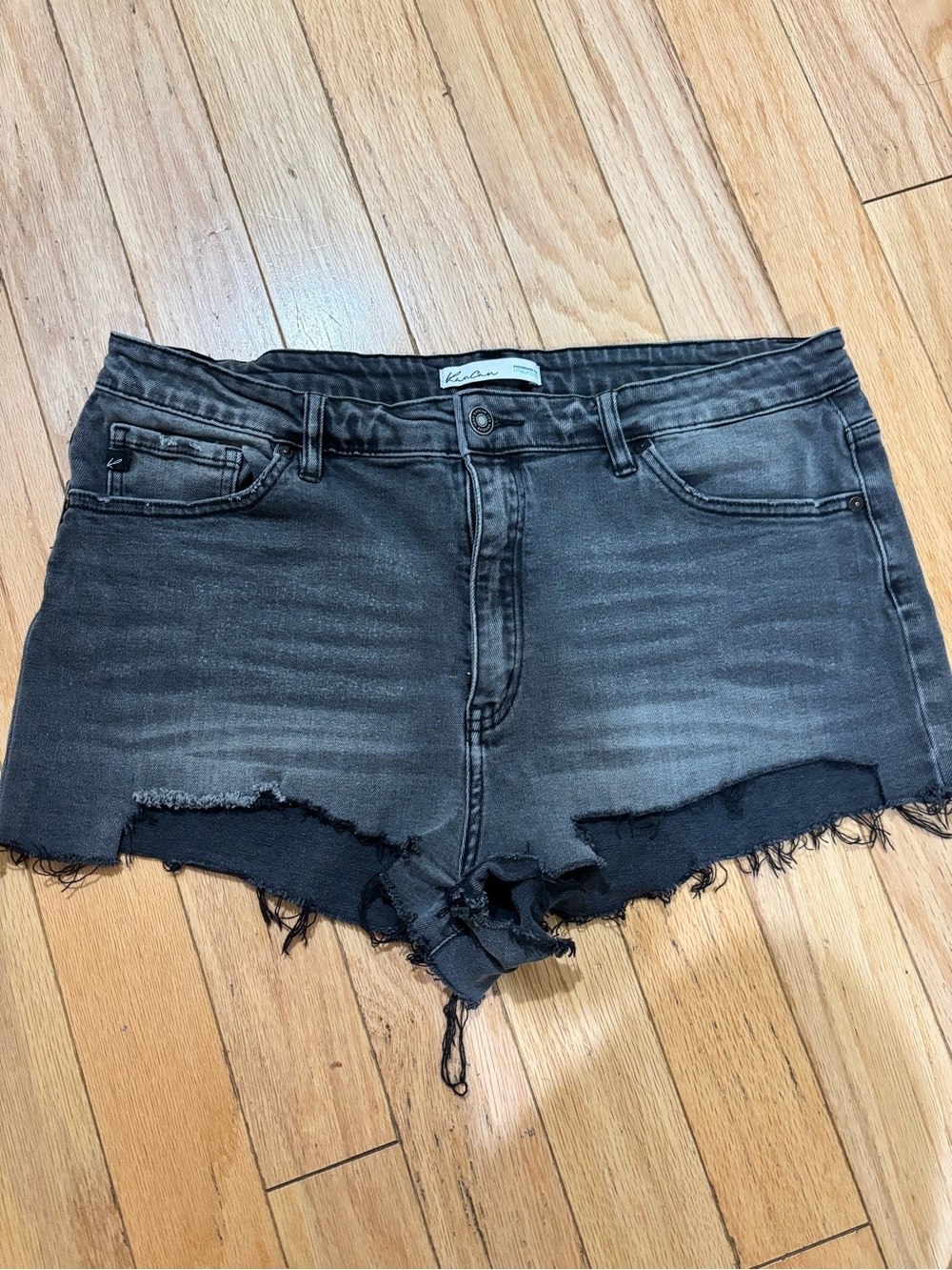 Kancan Women's Distressed Black Denim Shorts